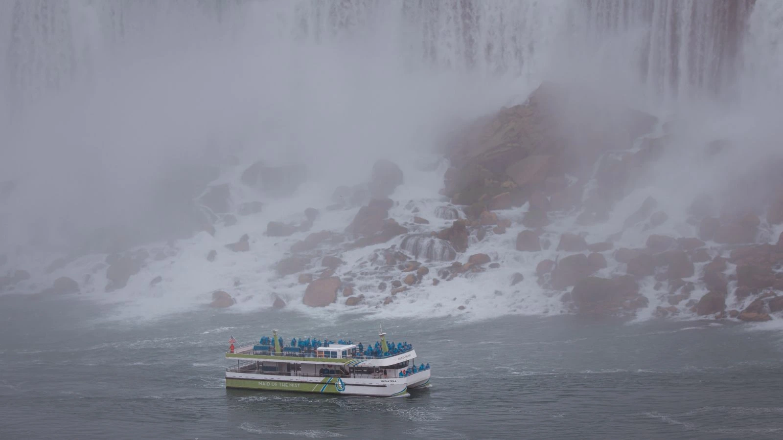 Visitors in a ferry Niagara Falls Ontario